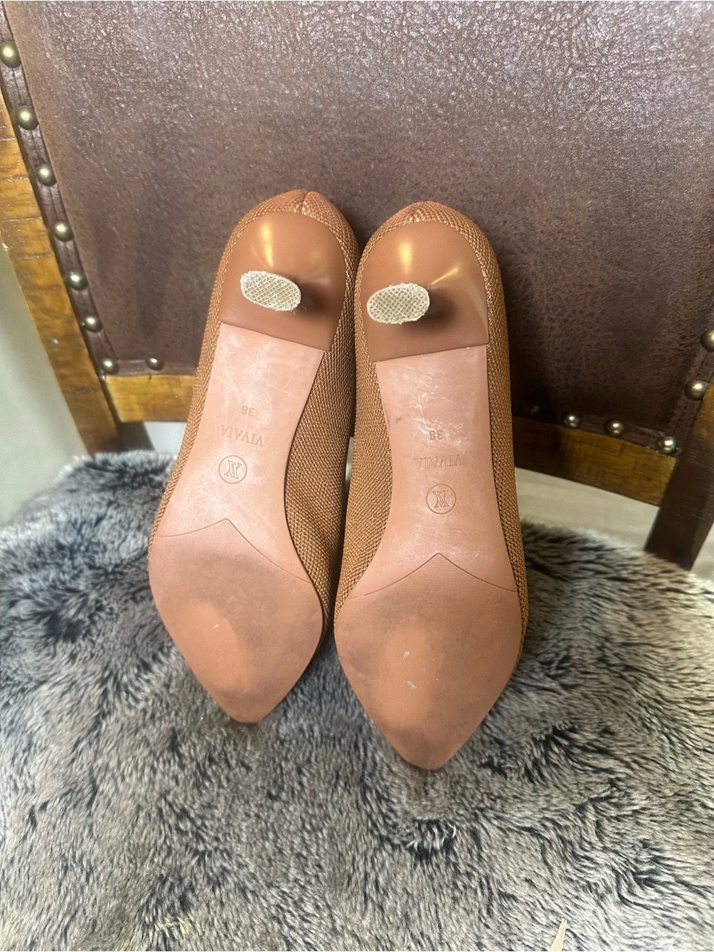 Vivaia Naomi Sustainable Wool Pointed Toe Kitten Heel Brown Slip On Shoes, 38